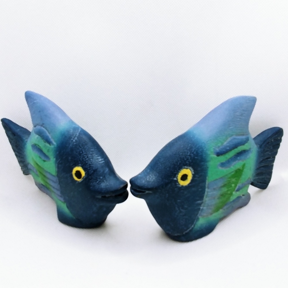 Vintage Hand Carved Wood Kissing Fish